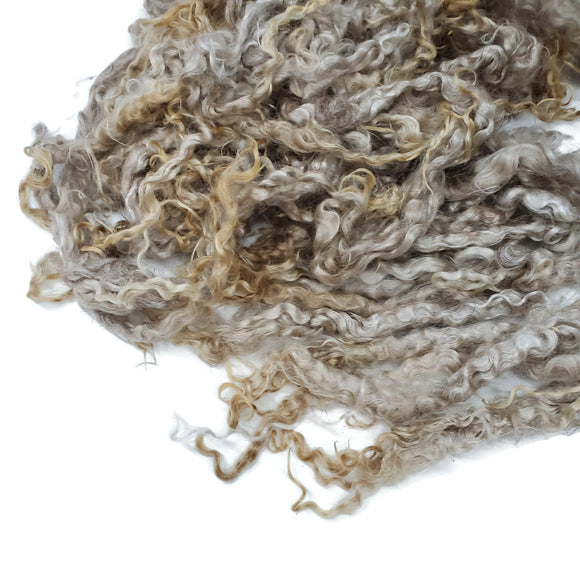 1oz, Yearling Mohair wool locks , color: Oatmeal / Reddish tips ,   TT-5