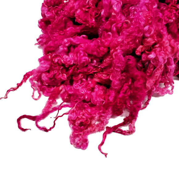 1oz , Prime 1st clip Teeswater wool locks, 7"- 8"  long , Premium locks for tailspinning and felting,  Color: Hot Pink , ADF-30