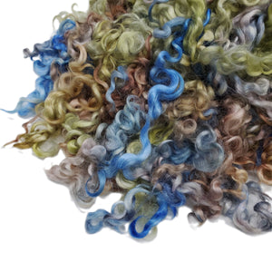 1 oz  Premium Cotswold wool locks , color: Olive / Blue, Mix, ADF-14