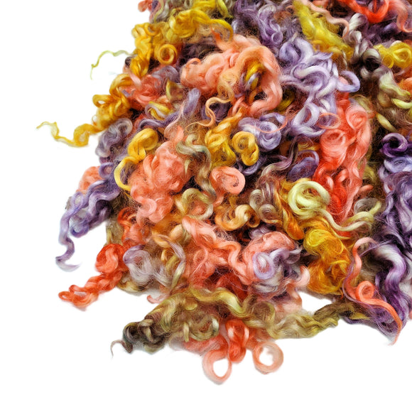 1 oz  Premium Cotswold wool locks , color: Peach / Purple Mix, ADF-2