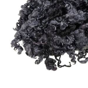 5 inch long 2nd clip Wensleydale wool locks, ideal for tailspinning and felting,  1oz , Color: Black / Charcoal Gray tones , ADF-59