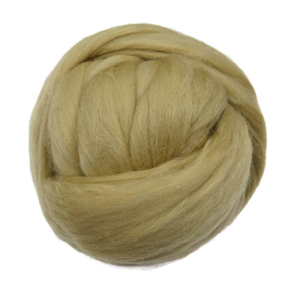 Merino / Silk Roving ( Sage ) - Neutral Color ,Merino Wool Silk Blend Fiber for Spinning & Felting