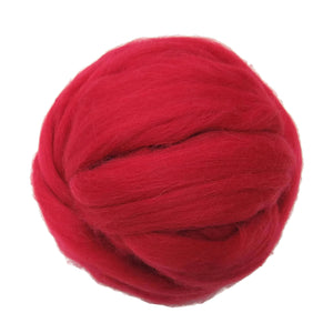 SALE! 21.5mic Merino Wool Roving , Color: Ruby Red