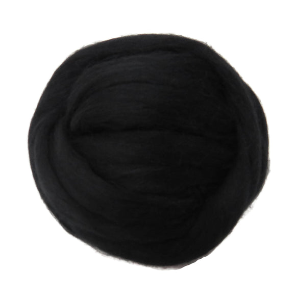 SALE! 21.5mic Merino Wool Roving , Color: Mink (Jet Black)