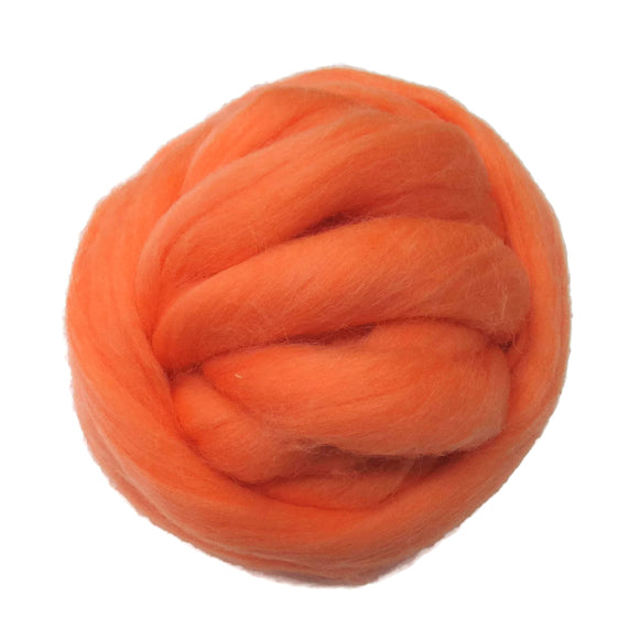 SALE! 21.5mic Merino Wool Roving , Color: Tangy Orange