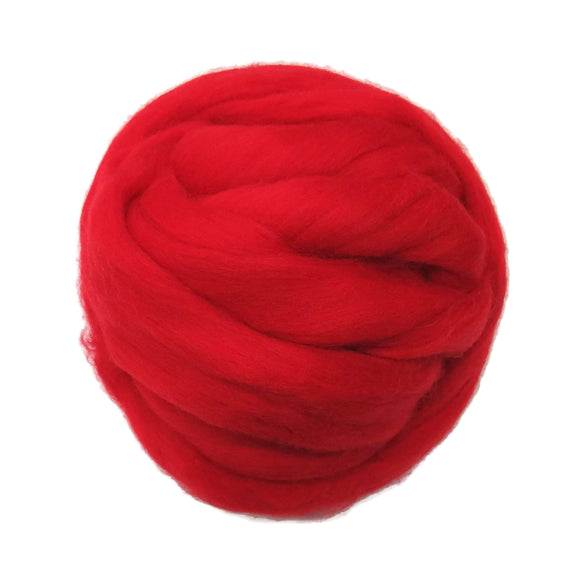 SALE! 21.5mic Merino Wool Roving , Color: Poincettia (true red)