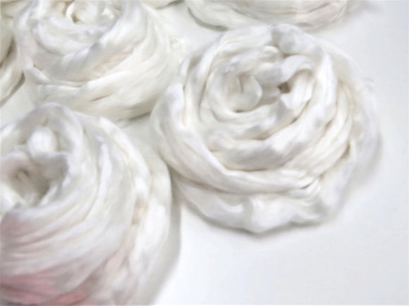 New! White Eri Silk Roving, for paper making, felting and spinning.