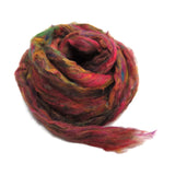 Pulled Tussah Silk Roving, color: Fuschia Multi Mix (PS-12)