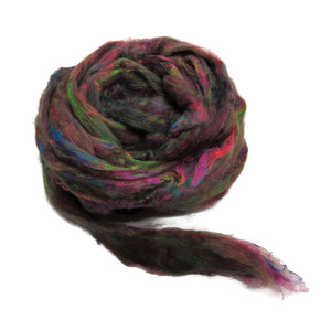Pulled Tussah Silk Roving, color: Multi Mix (PS-13)