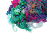 Throwster Silk Fiber hand-dyed , color: Multi Mix Cold tones , 1/2oz (14g)
