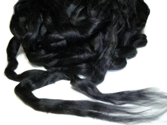 1 oz Mulberry Silk roving AA,  color: Black