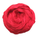 1 oz (28g) Mulberry Silk roving Grade AA,  color: Tomato red