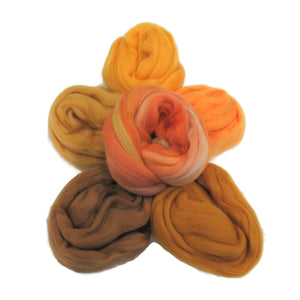 Felters Palette Merino Wool Roving Kit - 5 Colors Superfine Wool Fibers Assortment , (blended roving optional) color: Yellows