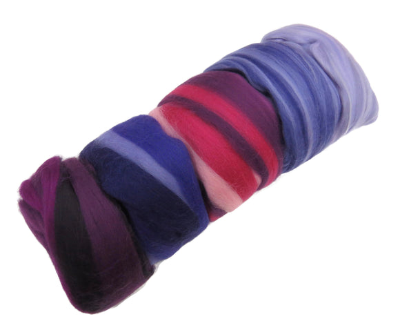 Felters Palette Merino Wool Roving Kit - 5 Colors Superfine Wool Fibers Assortment , color: blended violets / purple