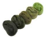Felters Palette Merino Wool Roving Kit - 5 Green Colors Superfine Wool Fibers Assortment , color: cactus green