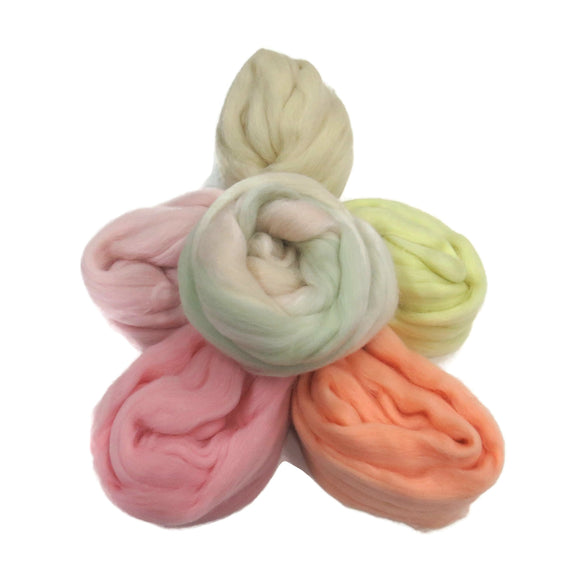 Felters Palette Merino Wool Roving Kit - 5 Colors Superfine Wool Fibers Assortment , (blended roving optional) color: Pastels