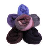 Felters Palette Merino Wool Roving Kit - 5 Colors Superfine Wool Fibers Assortment ,(blended roving optional) color: Purples