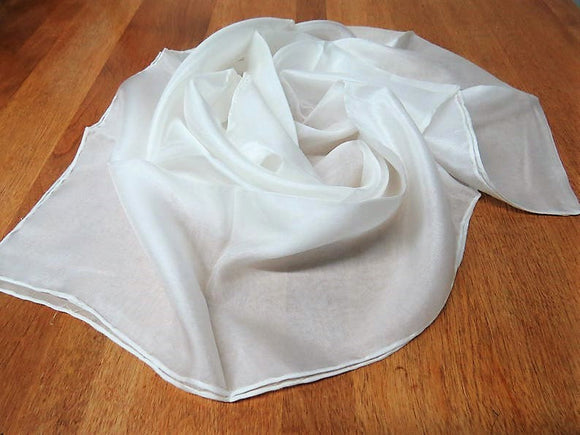 Hand rolled hemmed silk chiffon scarf for nuno felting color:  pure white