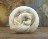 Merino / Soybean Roving color: ( Natural White / Soyabean )- Neutral Color Superfine merino Wool Silk Blend Fiber for Spinning & Felting