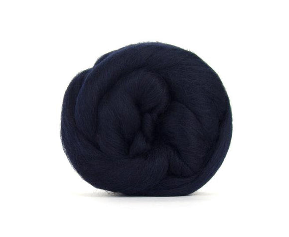 SALE! Navy Superfine Merino 64s Wool Roving , Color: Midnight blue