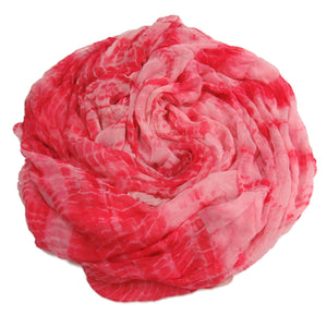 Silk printed crinkle chiffon fabric scarf for nuno felting color:  Red / White (CS-04)