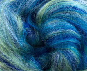 New! Blended  merino / tussah silk wool roving , 2oz or 4oz, color: Aquarius