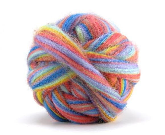 New! Blended Corriedale wool roving mix, 2-4 oz, color: Tropical