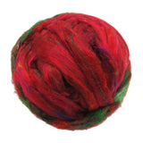 Pulled Sari Silk Roving, color: Multi Mix (PS-35) Red Mix