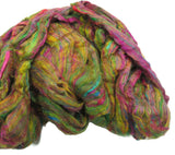 Pulled Sari Silk Roving, color: Multi Mix (PS-38) Fruit Punch