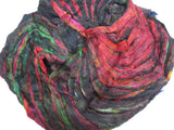Pulled Sari Silk Roving, color: Multi Mix (PS-39) Black Widow