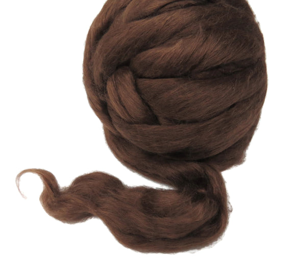 New! Alpaca / Silk wool roving , color: Reddish Brown