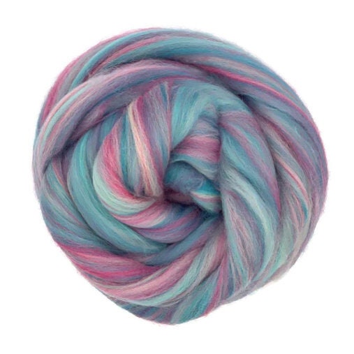 New! Merino blended wool roving , 2 or4 oz , Color Mermaid Touch