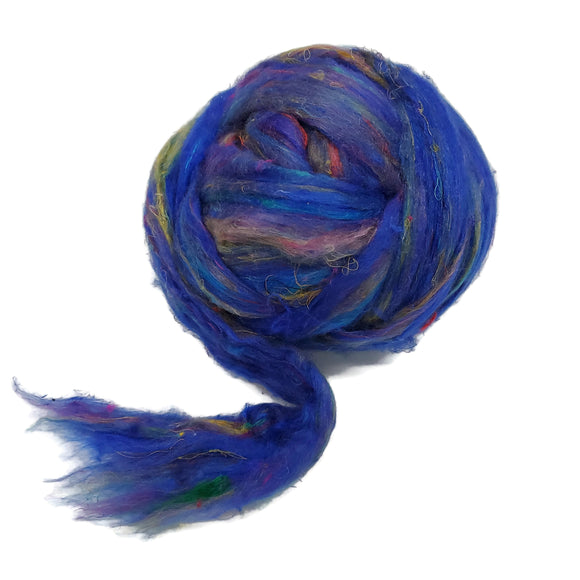 Pulled Sari Silk Roving, color: Multi Mix (PS-7)