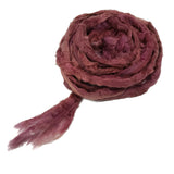 Pulled Sari Silk Roving, color Mulberry, (PS-2)