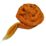 Pulled Sari Silk Roving, color Orange, (PS-1)
