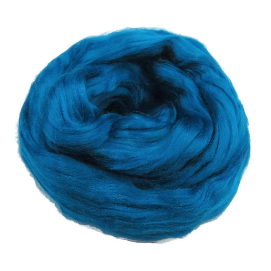 1 oz (28g) Mulberry Silk roving AA,  color: Cobalt