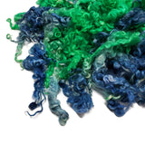 1oz , Prime 2nd clip Teaswater wool locks, 5&quot;- 7&quot;  long , Premium locks for tailspinning and felting,  color:  Denim/Kelly Green Mix , ADF-8