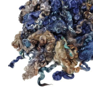1oz,  Prime BFL-Gotland cross wool locks, color: Denim Blue / Brown  , ADF-26