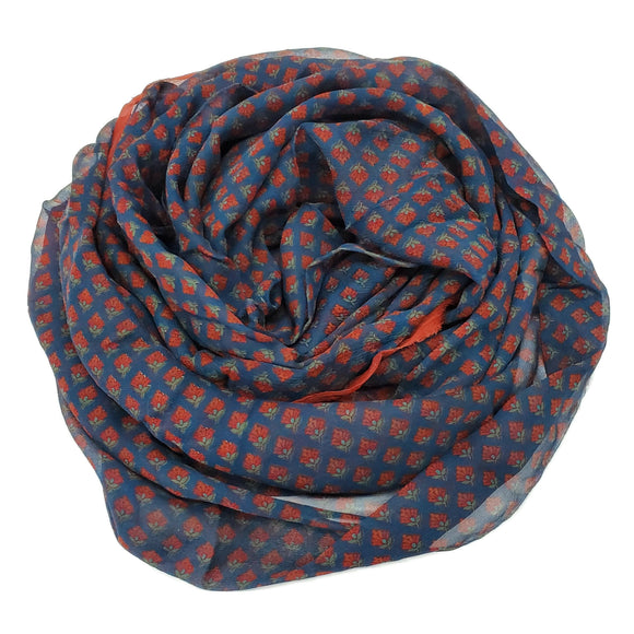 Silk printed crinkle chiffon fabric scarf for nuno felting , 18X76 inches  (SCA-17)