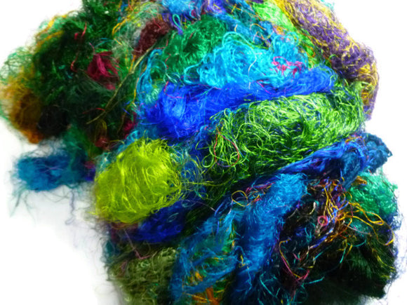 Sari Silk Fiber,1 oz,Mix(cold colours)