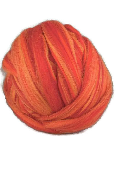 Merino roving ,superfine, blend ,color:Sicilian Orange