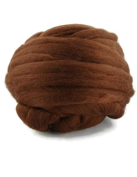 Superfine merino wool roving , Color: Chocolate