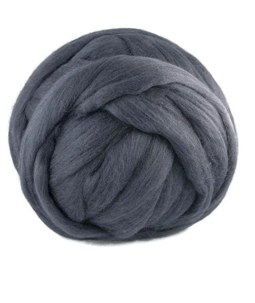 Superfine Merino wool roving 19 microns,  Color: Graphite