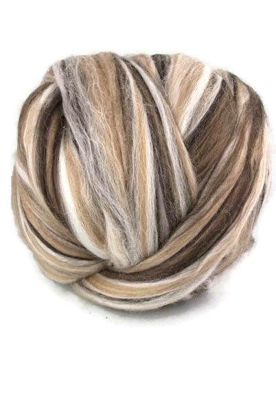 Superfine merino wool roving 19 microns 4 oz,color blend (Cappucino)