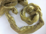 1 oz Tussah Silk Roving , Luxury fiber for spinner and felters. color Sage
