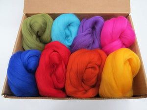 Felters Palette Merino Wool Roving - 8 Vibrant Rainbow Colors Superfine Wool Fibers Assortment