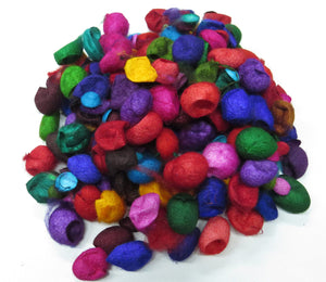 30  crushed Silk cocoons , hand-dyed (Mixed Tones)