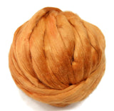 New! Red Eri Silk Roving, Naturally copper red for felting and spinning.